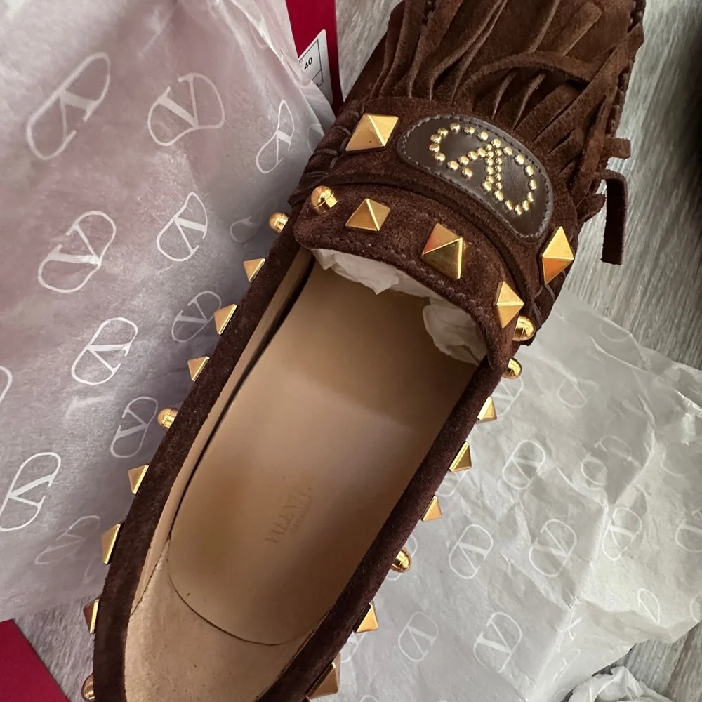 Valentino Women's Brown Suede Driver Loafers in EU Size 40 - Picture 7 of 15